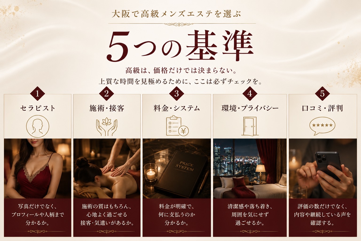 大阪で高級メンズエステを選ぶ5つの基準