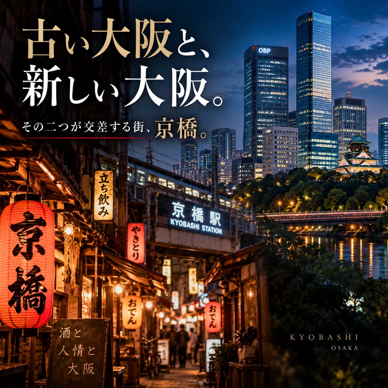 大阪・京橋の街並み｜昭和レトロな大阪とOBPの近代的な大阪
